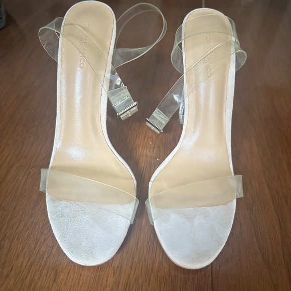 Tony Bianco Kiki Heels in Clear Vynalite & Blush Size 7 Ankle Strap Cinderella - Picture 3 of 6